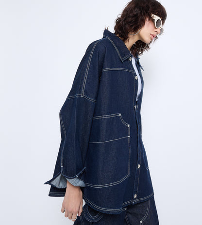 WOMEN'S DENIM JACKET - DARK BLUE