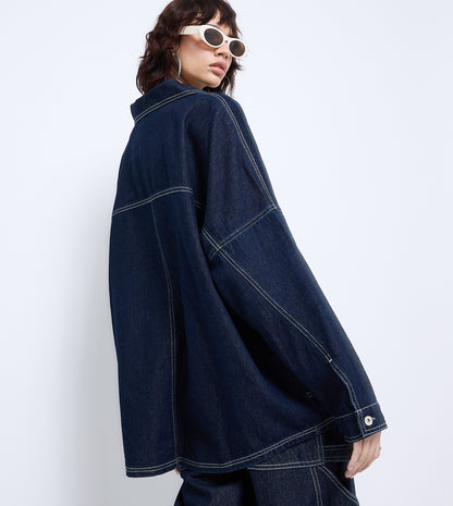 WOMEN'S DENIM JACKET - DARK BLUE