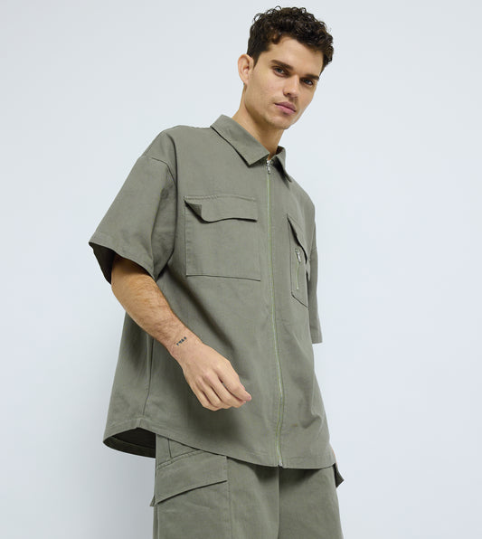 MEN'S SHORT SLEEVE TWILL SHIRT - GREEN