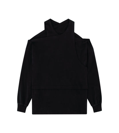 Women Layered Interlock Fashion Oversized Top With Metal Tag