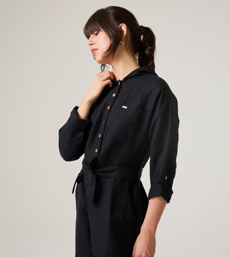 WIDE LEG HOODED JUMPSUIT_BLACK