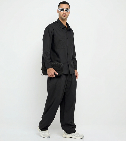 Men's F5 Wide Leg Tencel Pants - Black