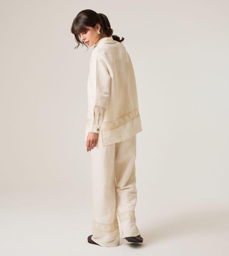 HIGH-WAIST LINEN PANTS_CREAM