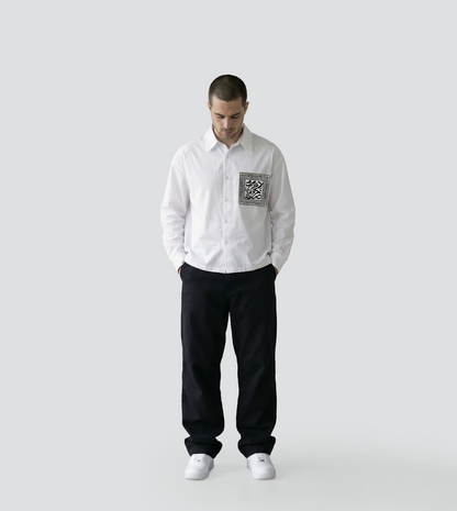 Pocket Detail Poplin Long-Sleeve Shirt