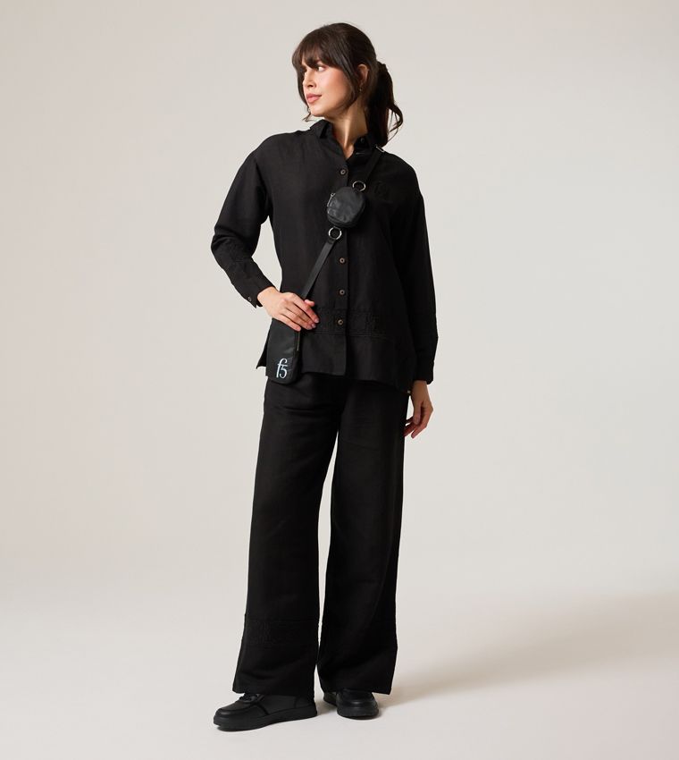 HIGH-WAIST LINEN PANTS_BLACK