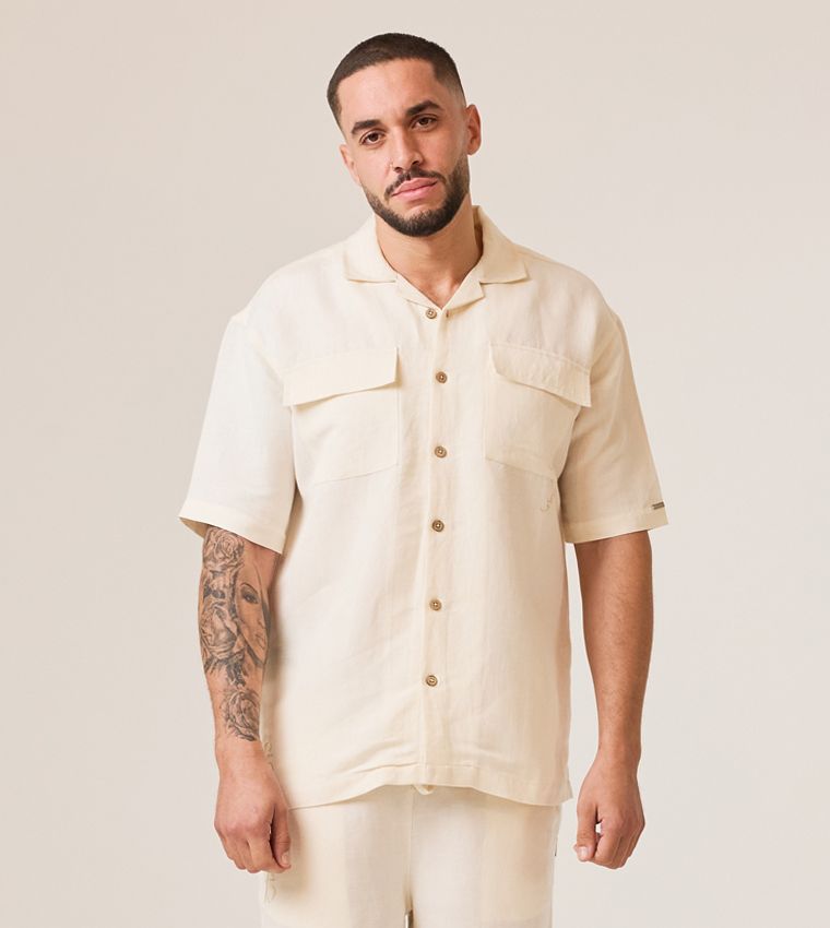 CARGO POCKET LINEN SHIRT_CREAM