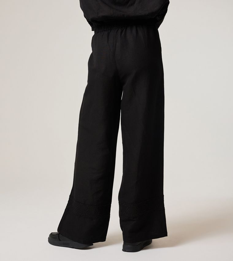 HIGH-WAIST LINEN PANTS_BLACK