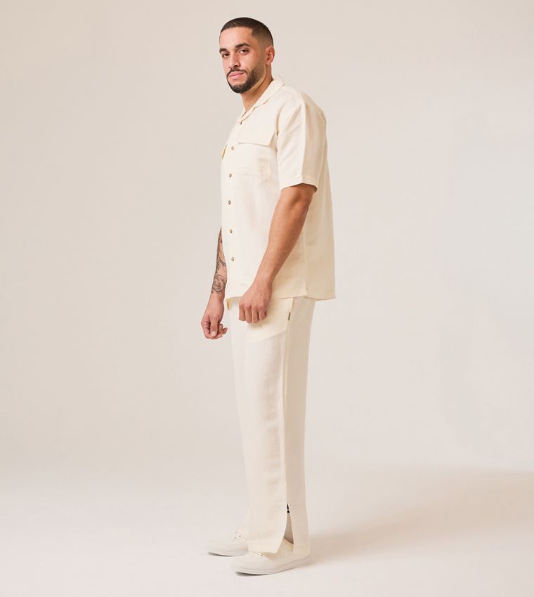 CARGO POCKET LINEN SHIRT_CREAM