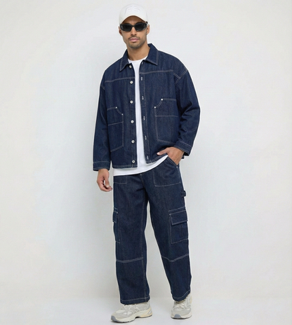 Men's F5 Cargo Denim Jeans - Dark Blue