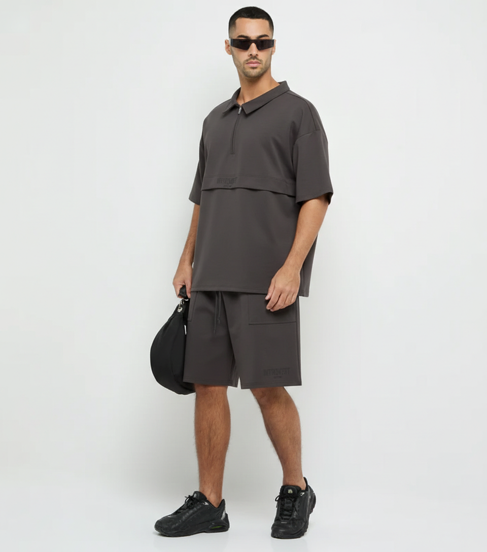 Men's F5 Polo Half Zip Polo Shirt - Dark Grey