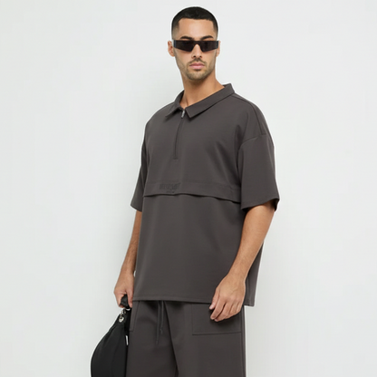 Men's F5 Polo Half Zip Polo Shirt - Dark Grey