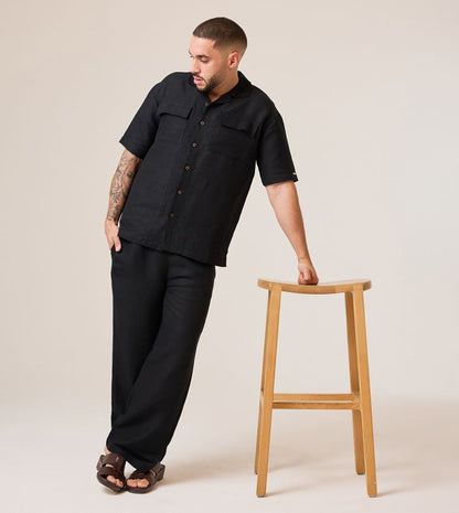 CARGO POCKET LINEN SHIRT_BLACK