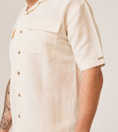 CARGO POCKET LINEN SHIRT_CREAM