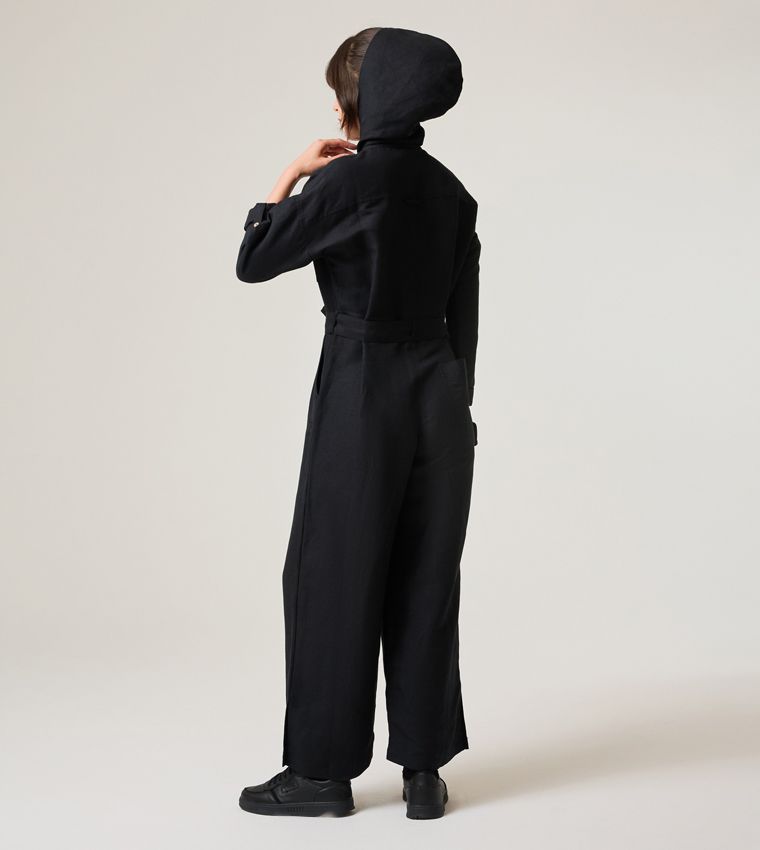 WIDE LEG HOODED JUMPSUIT_BLACK