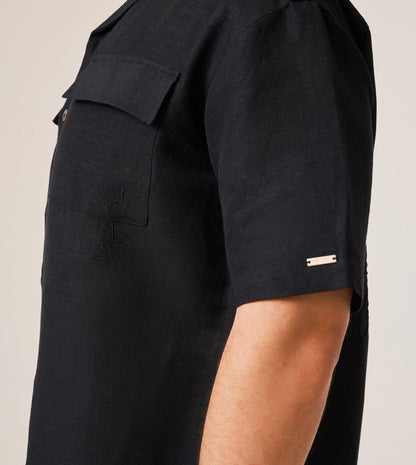 CARGO POCKET LINEN SHIRT_BLACK