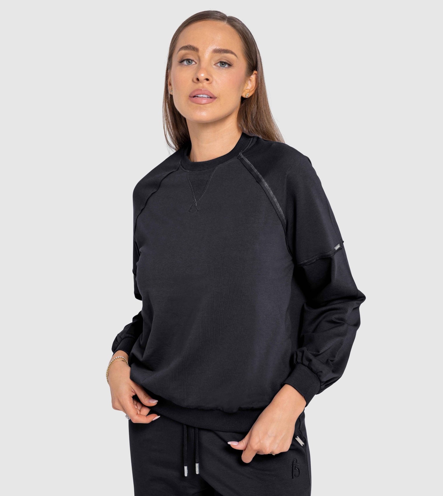 Oversized black sweatshirt womens sale