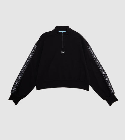 SIDE TAPE HALF ZIP SWEATSHIRT_BLACK