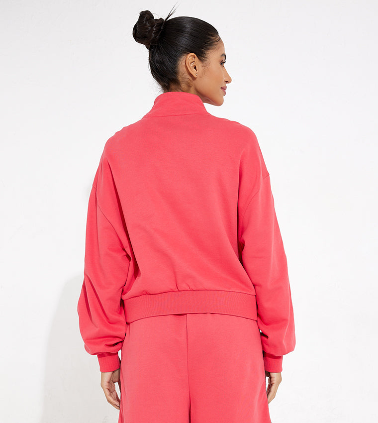 SIDE TAPE HALF ZIP SWEATSHIRT_RED