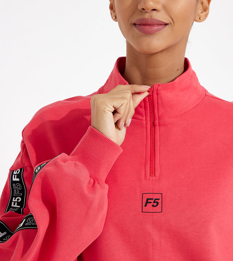 SIDE TAPE HALF ZIP SWEATSHIRT_RED