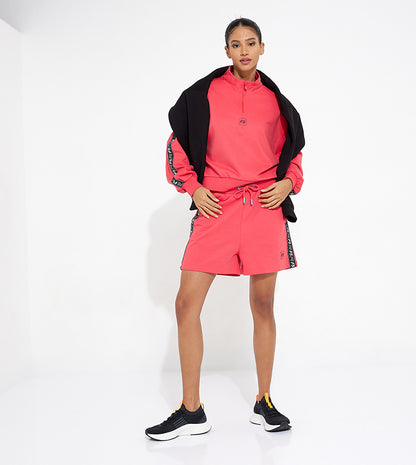 SIDE TAPE HALF ZIP SWEATSHIRT_RED